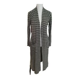 Elegant Striped Long Cardigan - Versatile Open Front Duster‎
